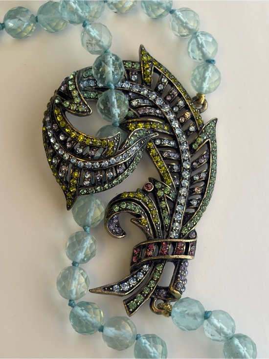 Heidi Daus Jewelry - Heidi Daus Statement Necklace Crystal Plume Bead Art Deco Vintage